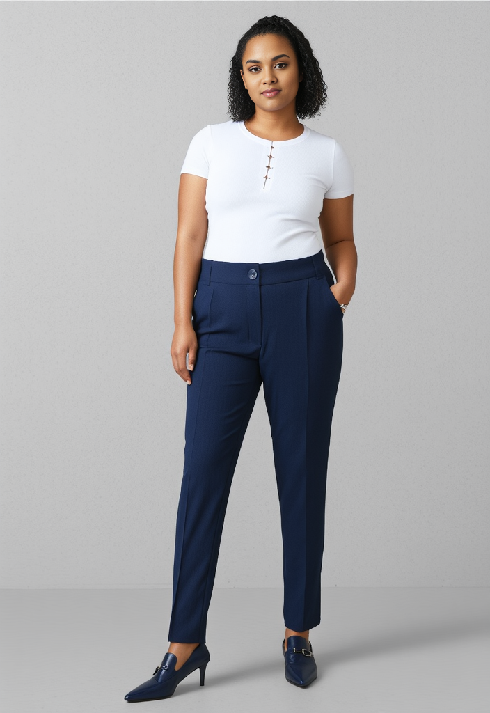 🖤 Pantalon Cigarette Bleu Marine en laine vierge Taille 44 🖤