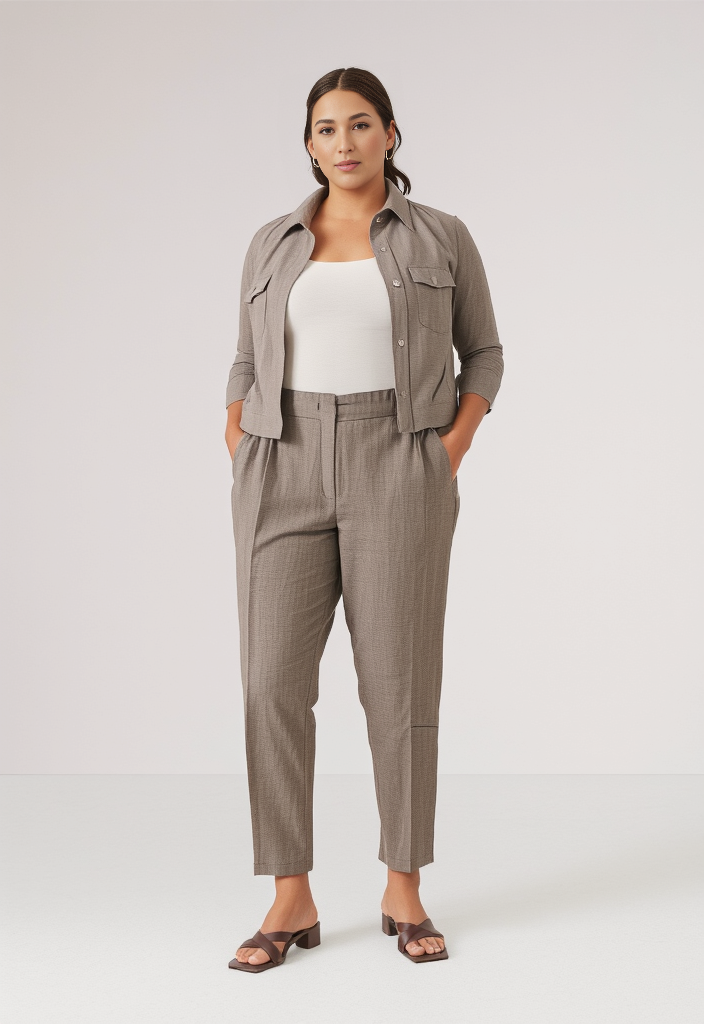 🌿👖 Pantalon en lin gris, coupe 7/8 ème Taille 42 ✨