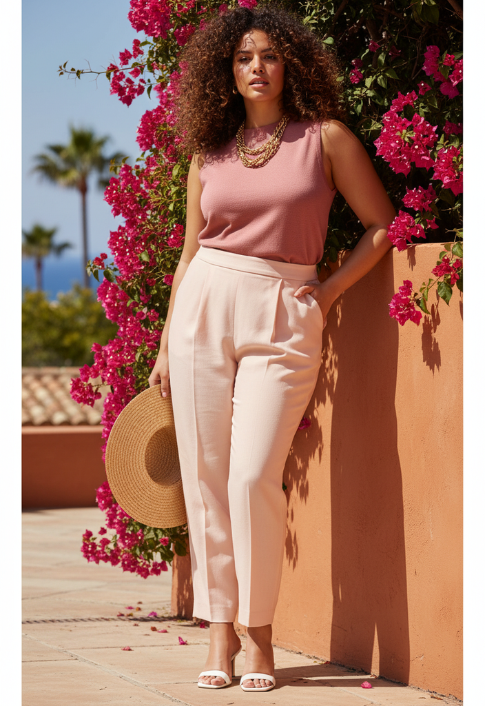 ✨ Pantalon cigarette  🌸 rose poudré 100% laine – Taille 38 (Neuf) ✨