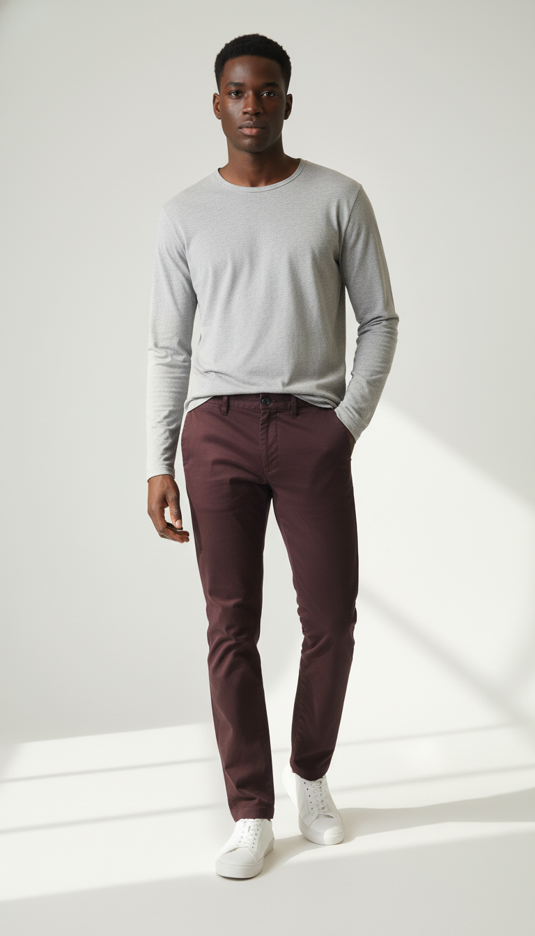 ✨ Pantalon Slim Fit Bordeaux Taille 42 ✨
