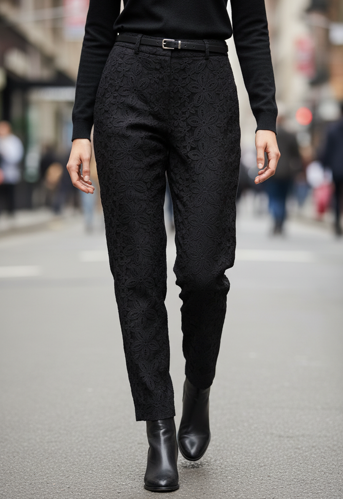 🖤 Pantalon en dentelle florale – Taille 40 🌸✨