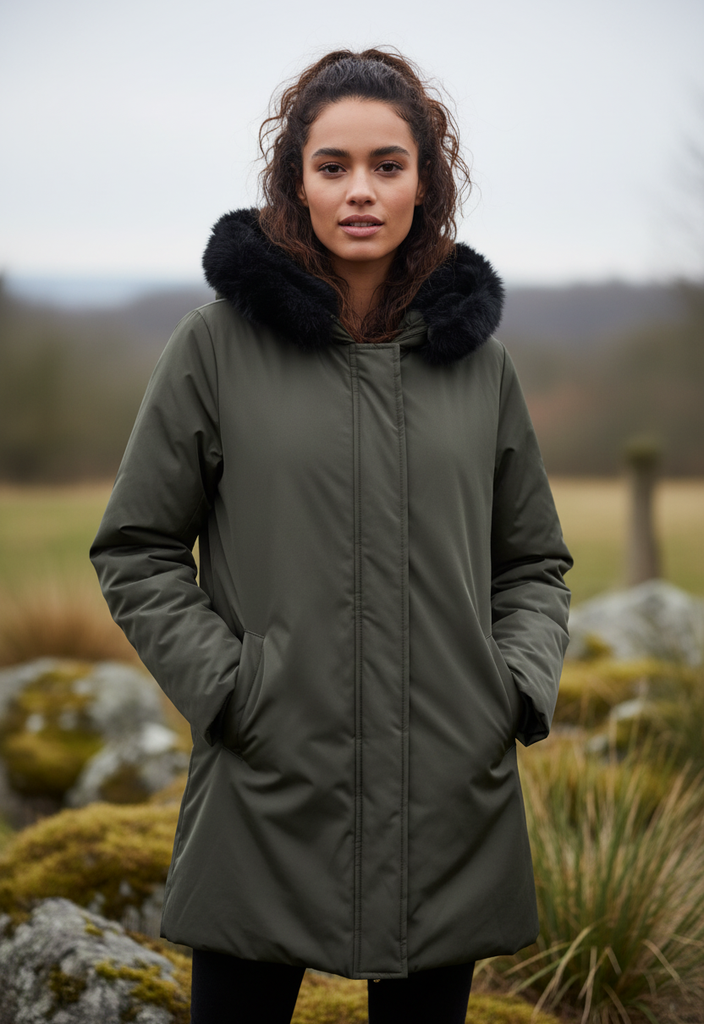 🧥 Parka kaki 🌿 – Élégance & chaleur Taille 36