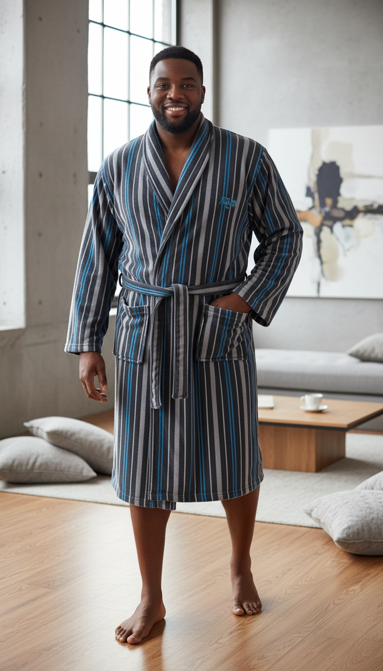 🛁 Peignoir rayé ultra doux Taille XXXL ✨