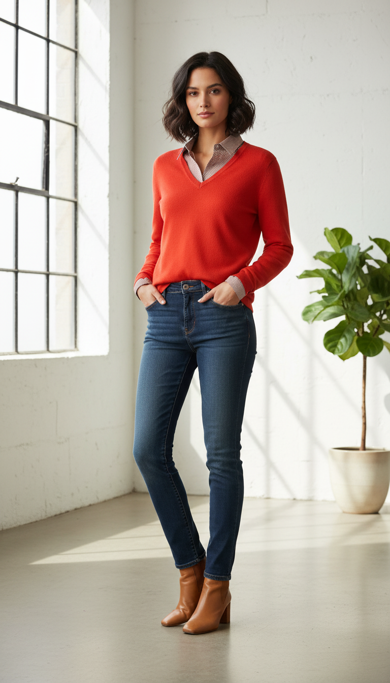 ✨ Pull chemise orange à motifs Taille 38 ✨