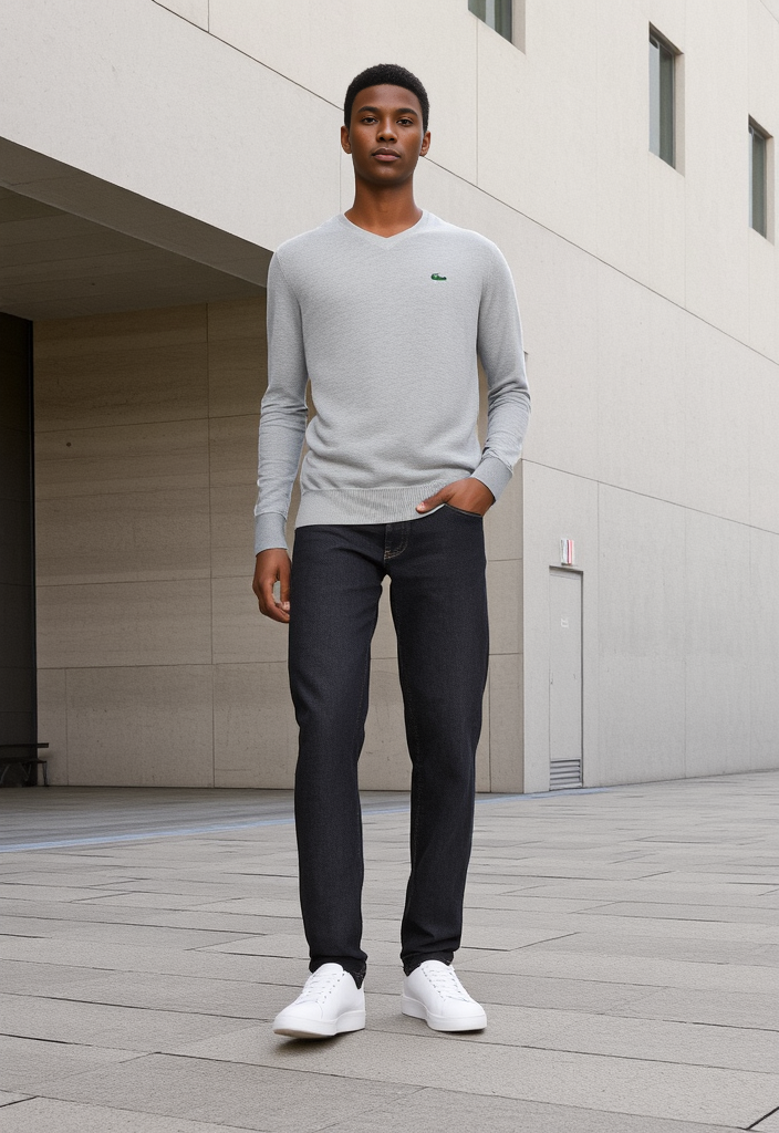 🧥 Pull col V gris Taille L 🧥