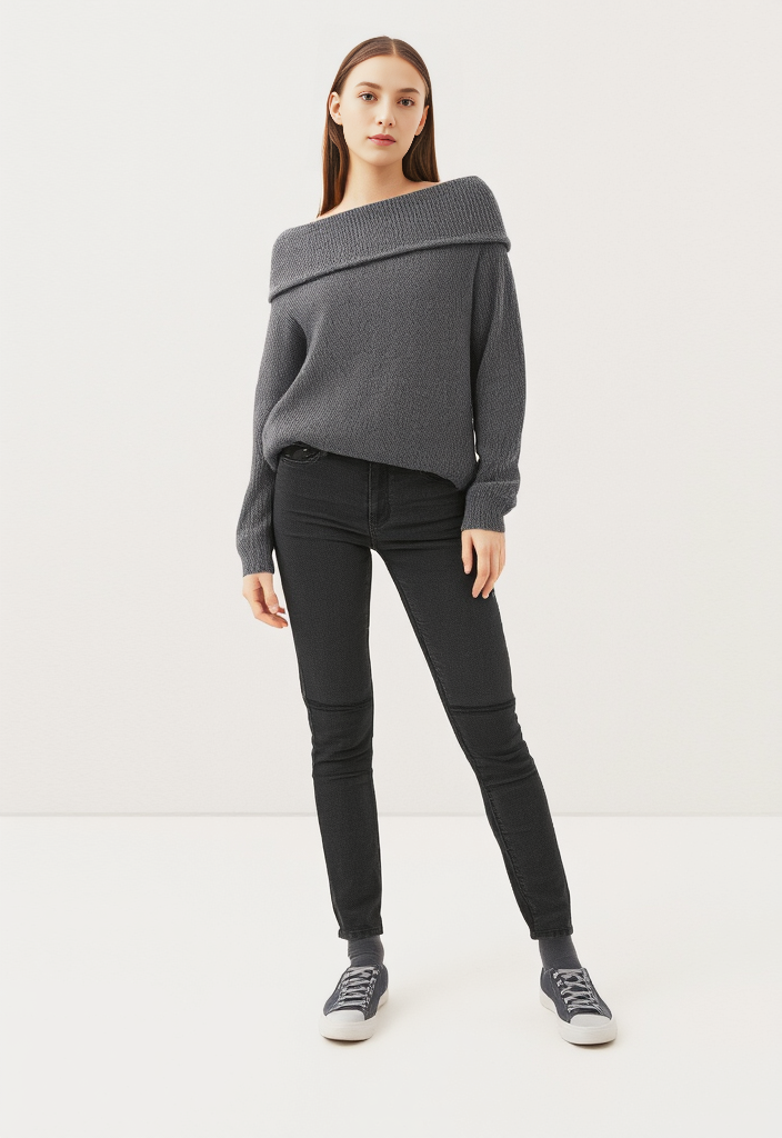 🧶 Pull col bateau gris Taille 40 🧶