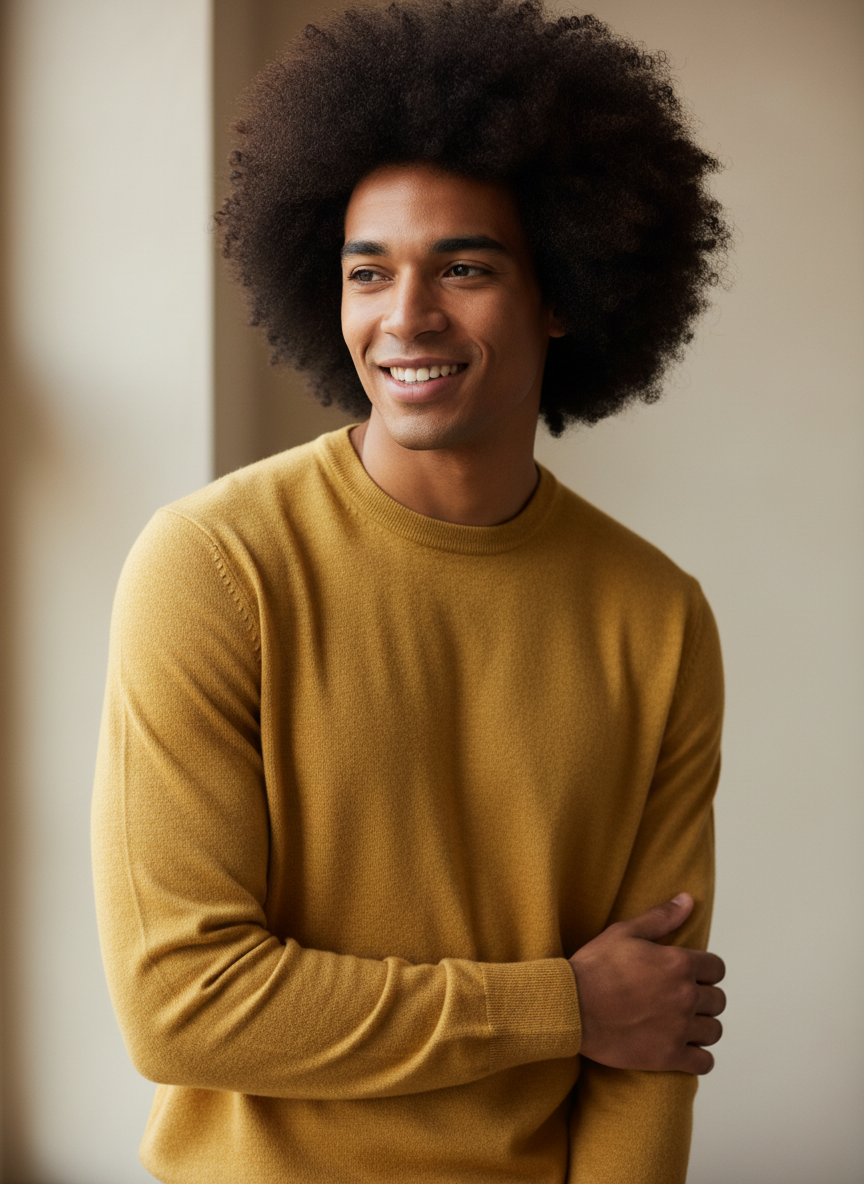 🧥 Pull col rond en laine moutarde XL 🍂✨
