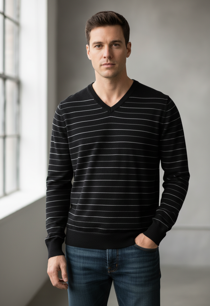 🧥 Pull Rayé – Élégance Décontractée Taille L 💫