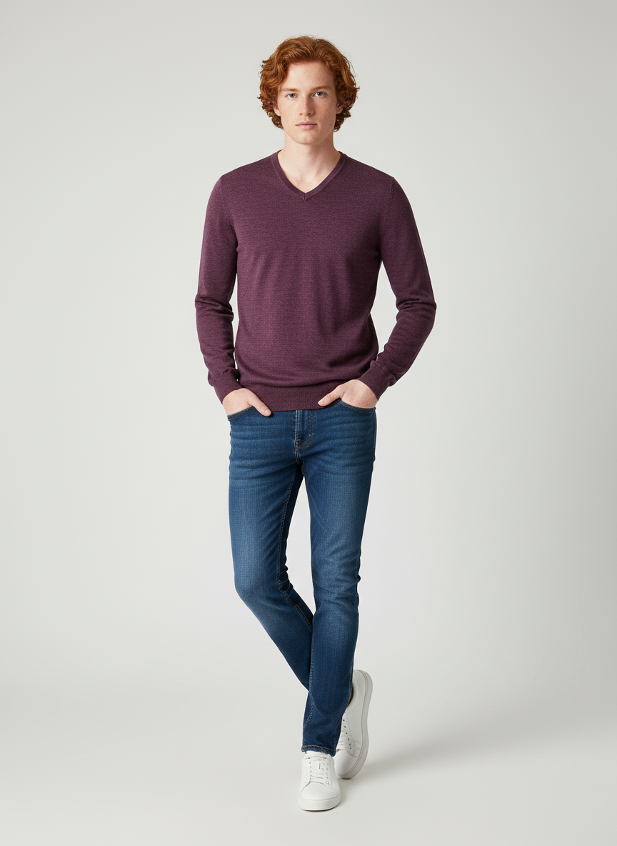 🌸 Pull col V mauve en laine & soie Taille S 🌸