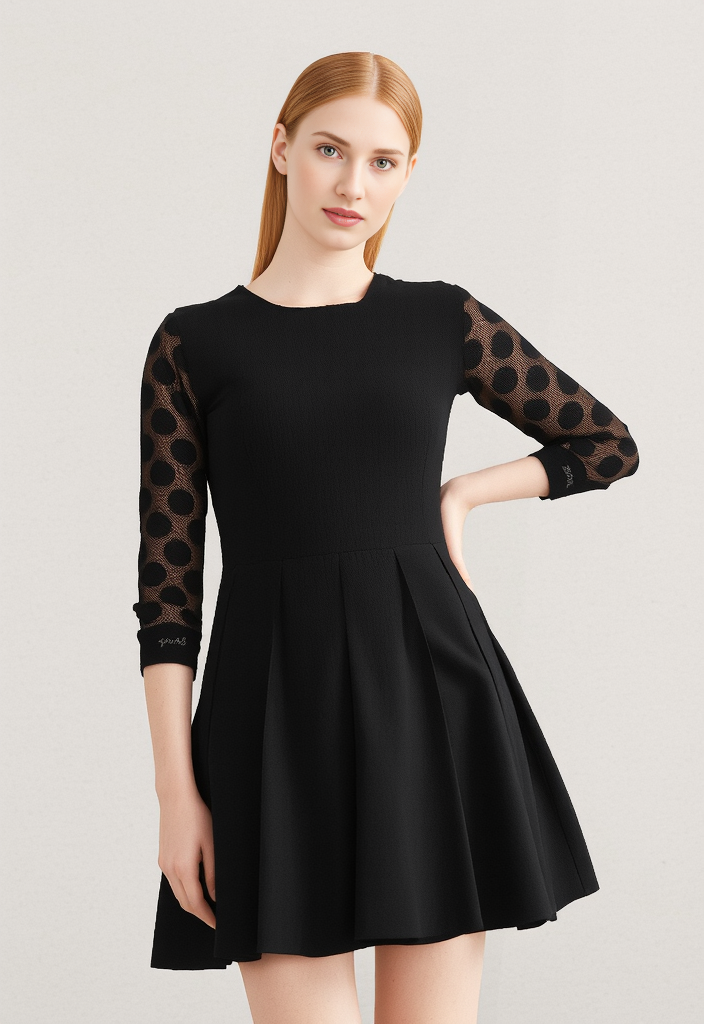 ✨ Robe Noire à Pois en Tulle Transparent – Taille 36  ✨