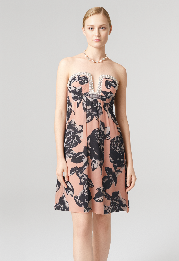 👗✨ Robe bustier drapée & strass – Taille 40 🌸
