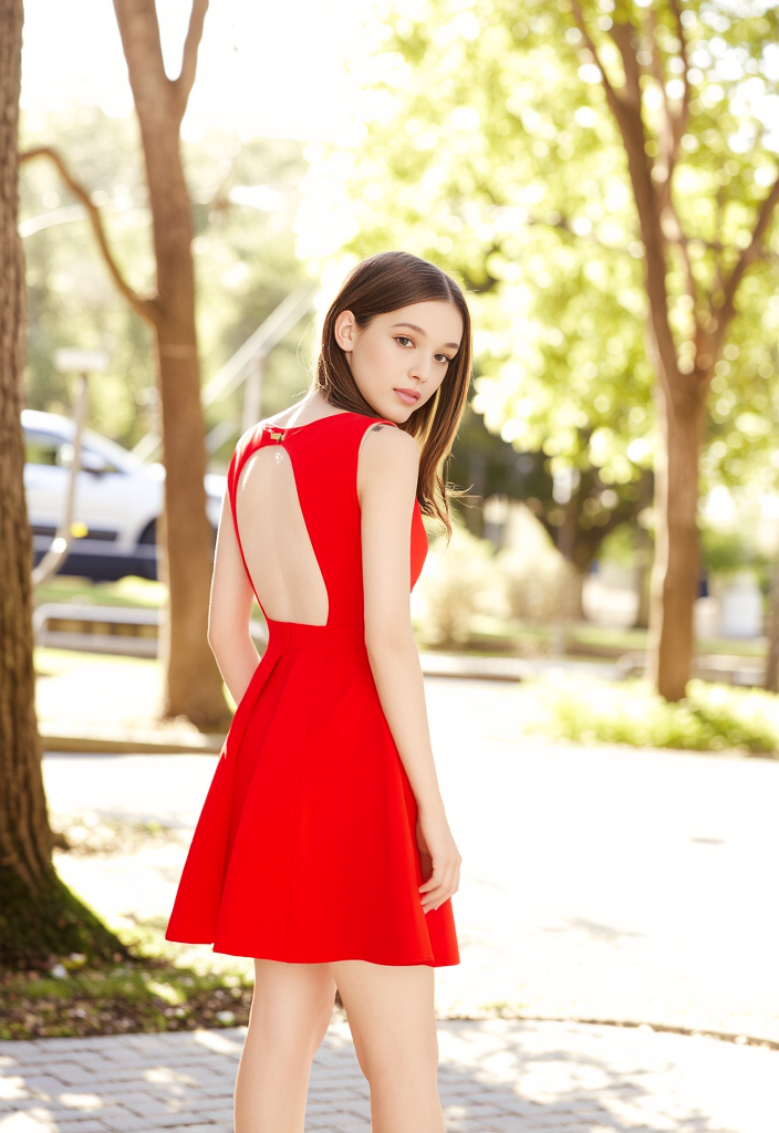 👗✨ Robe patineuse dos-nu corail – Taille 34 🔥