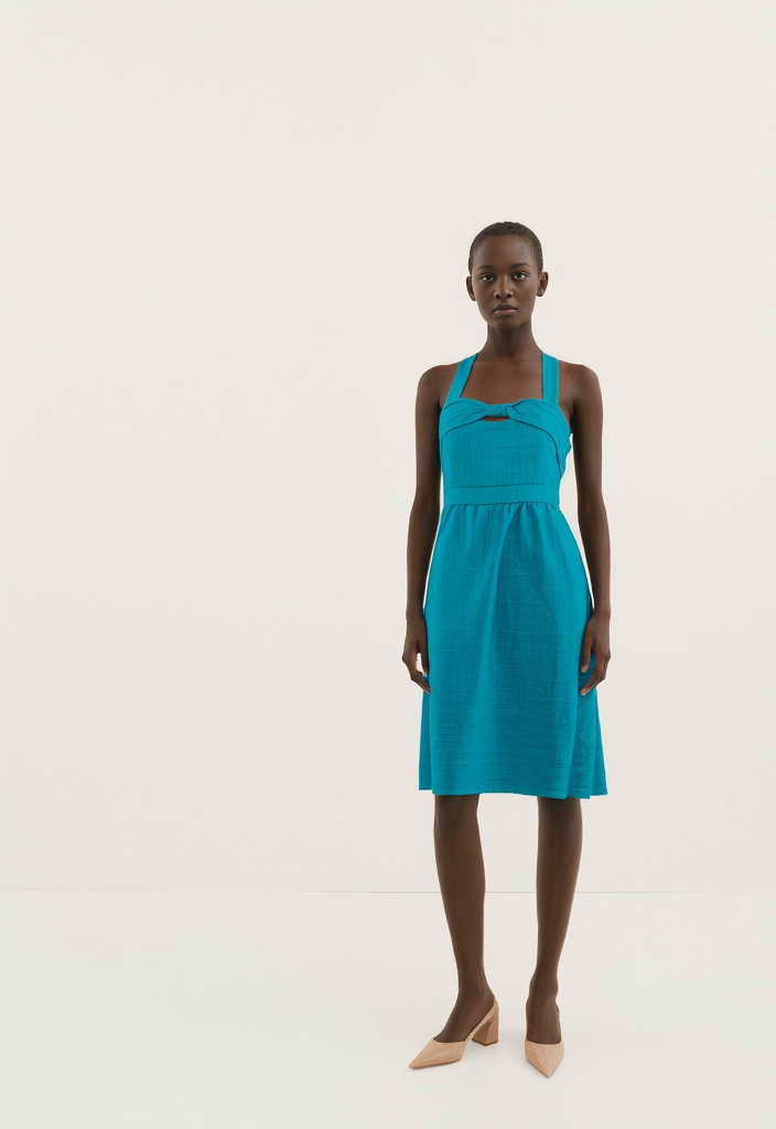 💙 Robe turquoise en coton‐lin – Taille 38  ✨