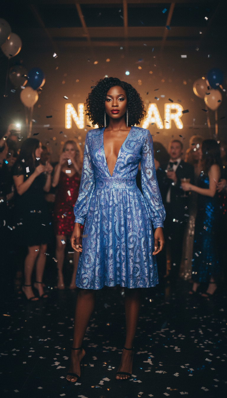 ✨ Robe courte bleu brillant en guipure – Taille 34 (Neuve) ✨
