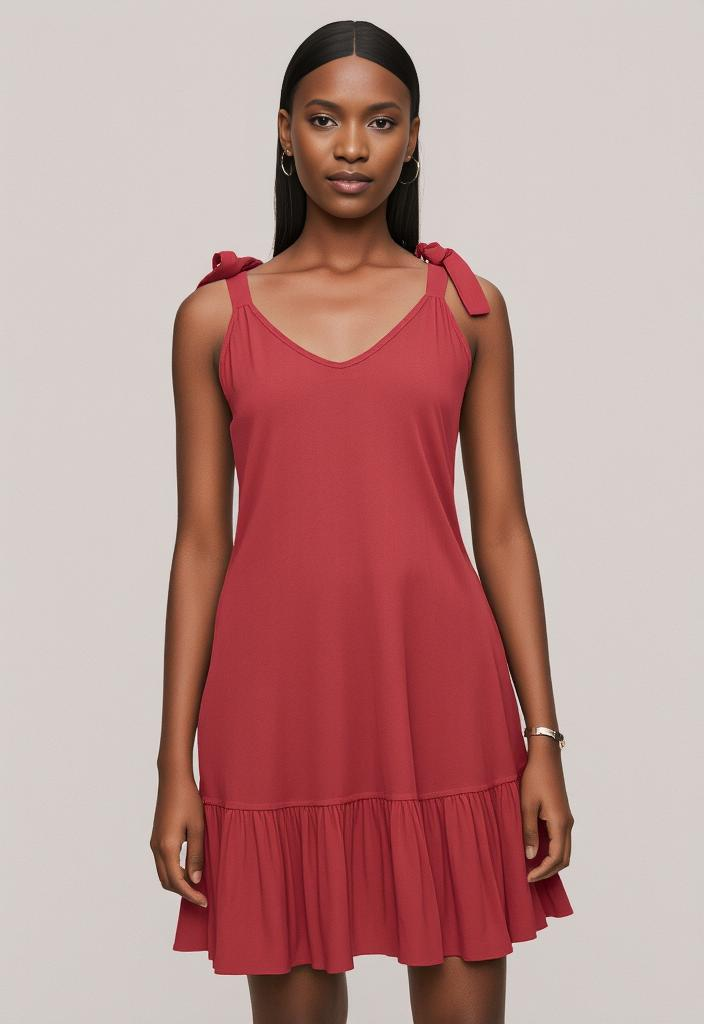 👗 Robe en lyocell rouge Taille Unique 👗