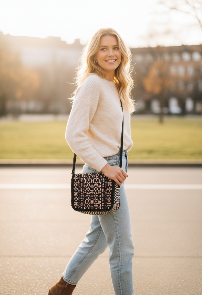 👜 Sac à bandoulière à motifs ethniques  🌸💙