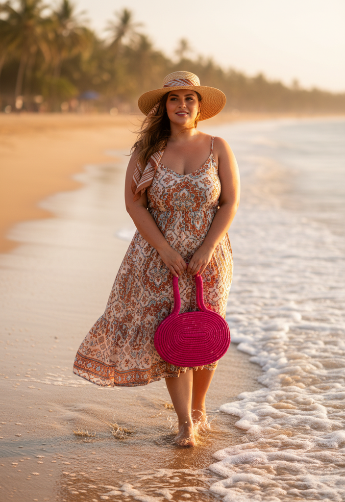 👜 Sac Rond en Paille 🌸 Rose Fuchsia – Esprit Bohème Chic