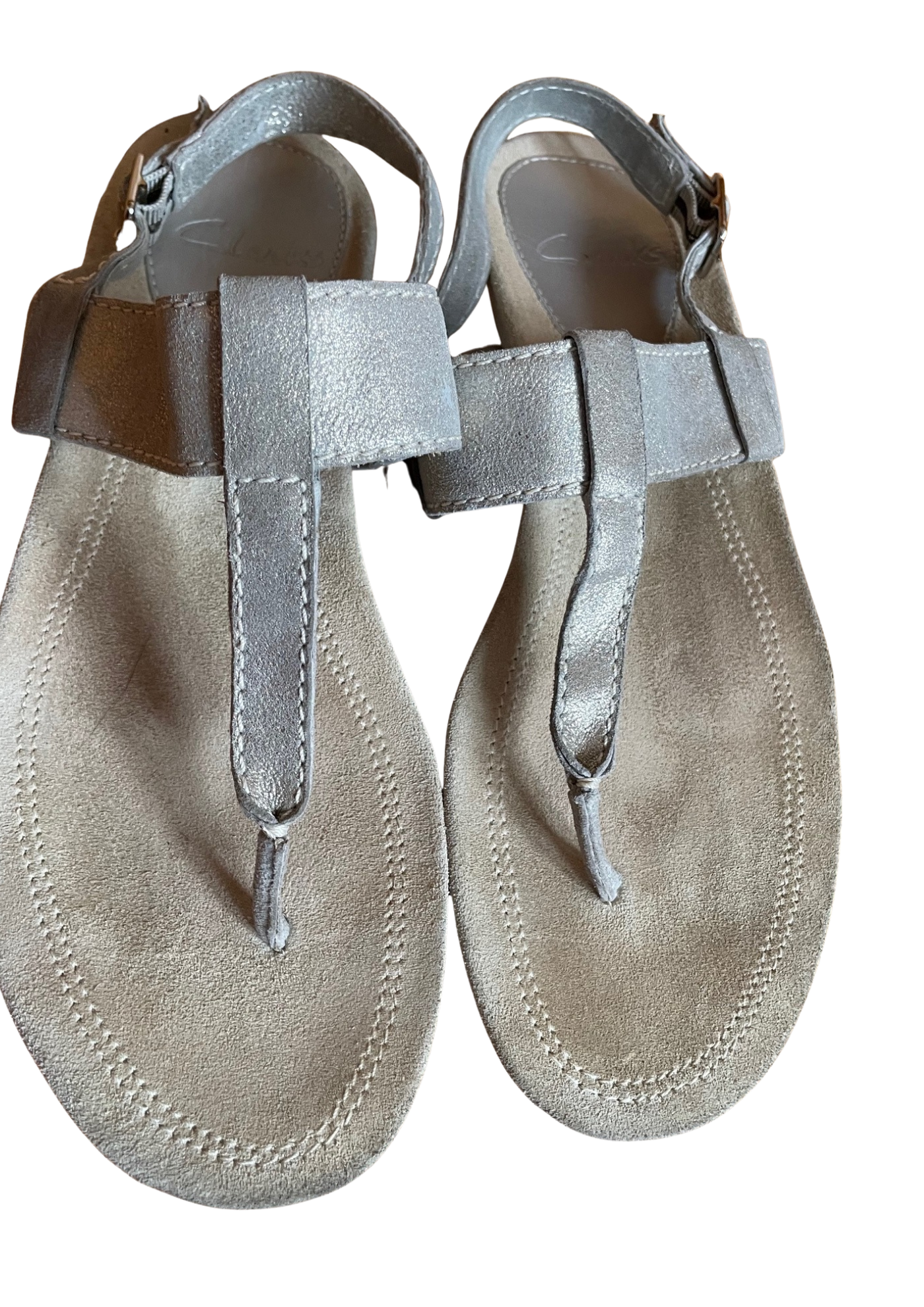 Sandales T-Bar Cuir Gris Pointure 39 👡✨