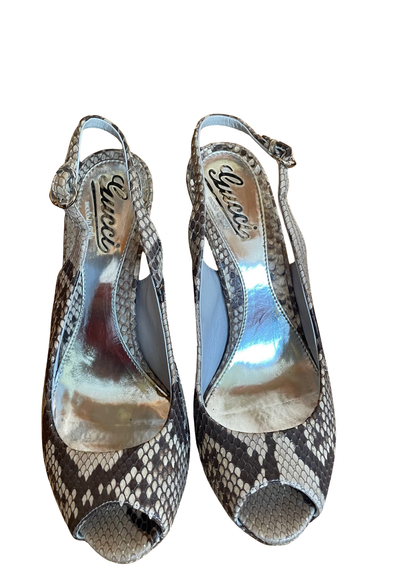 🐍 Sandales à talons en cuir python Pointure 36.5 🐍