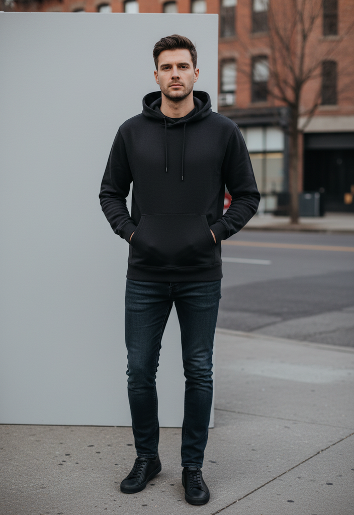 🖤 Sweat à capuche Noir logo contrasté Taille M 🖤