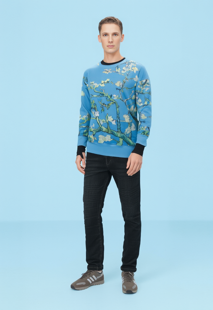 ✨ Sweat Les Amandiers 🌿🎨 – Inspiration Van Gogh Taille S 💙
