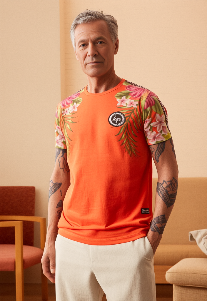 T-shirt « Tropical Vibes » orange – Taille M 🌺🧡
