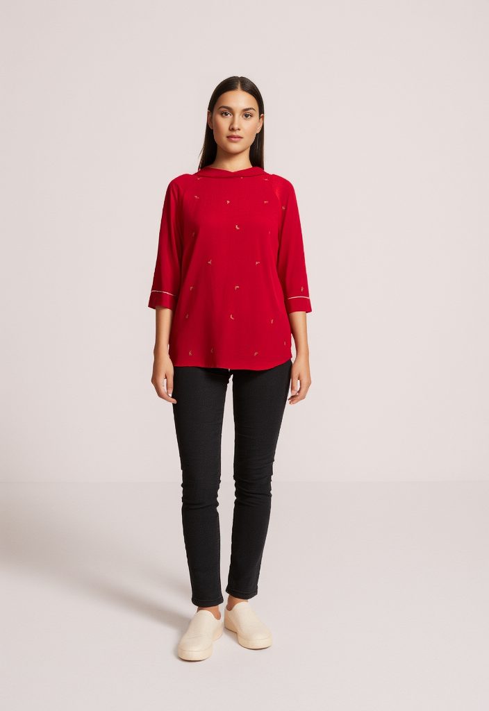 ✨ Top Papillons Rouge & Doré Taille 36 🦋❤️🌟