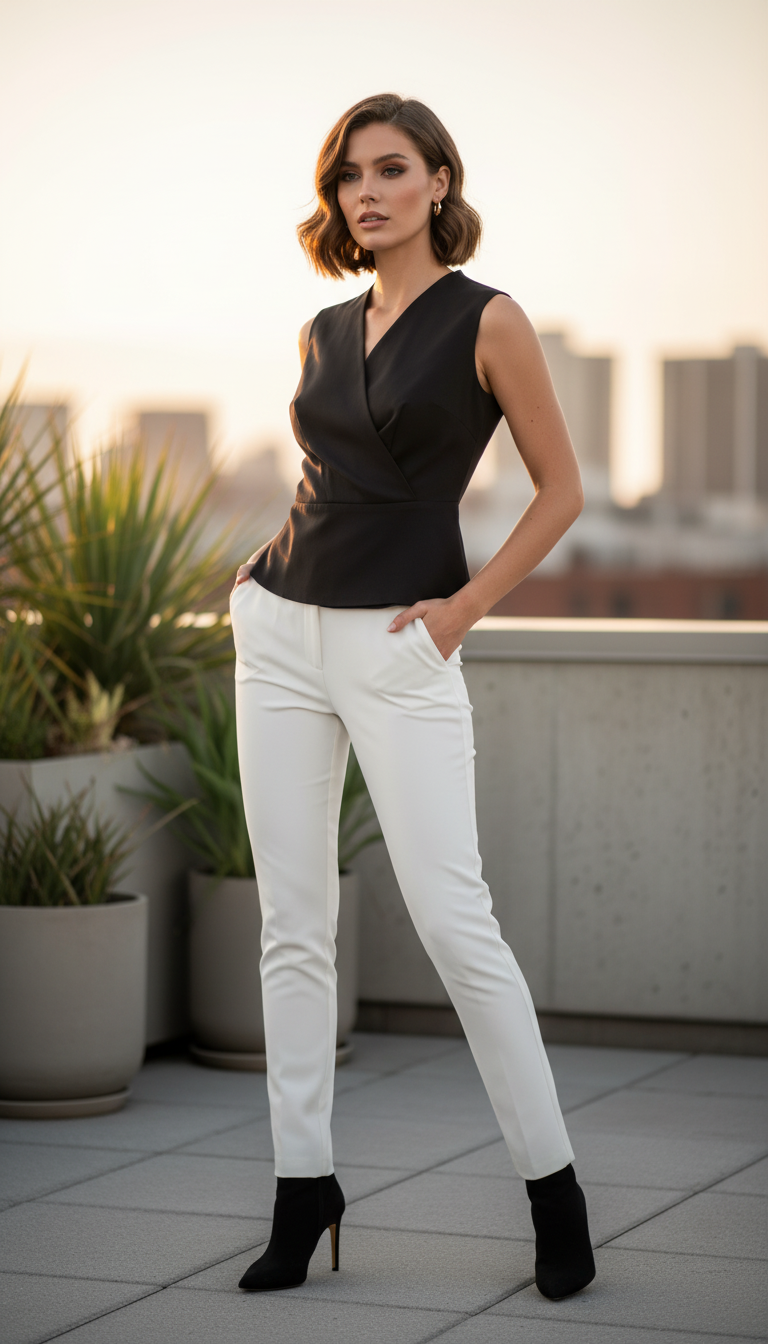 ⭐ Top noir structuré sans manches taille 38 🖤