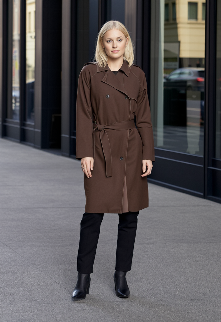 Trench ceinturé en coton brun – Taille 40 🧥
