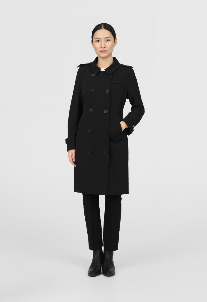 Trench coat Noir doublure fleurie – Taille 40 🖤🌸