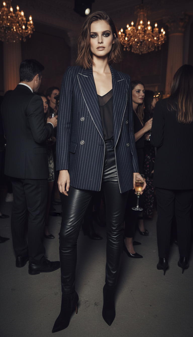 🖤 Veste – Rayures chic et allure rock Taille 34 ✨