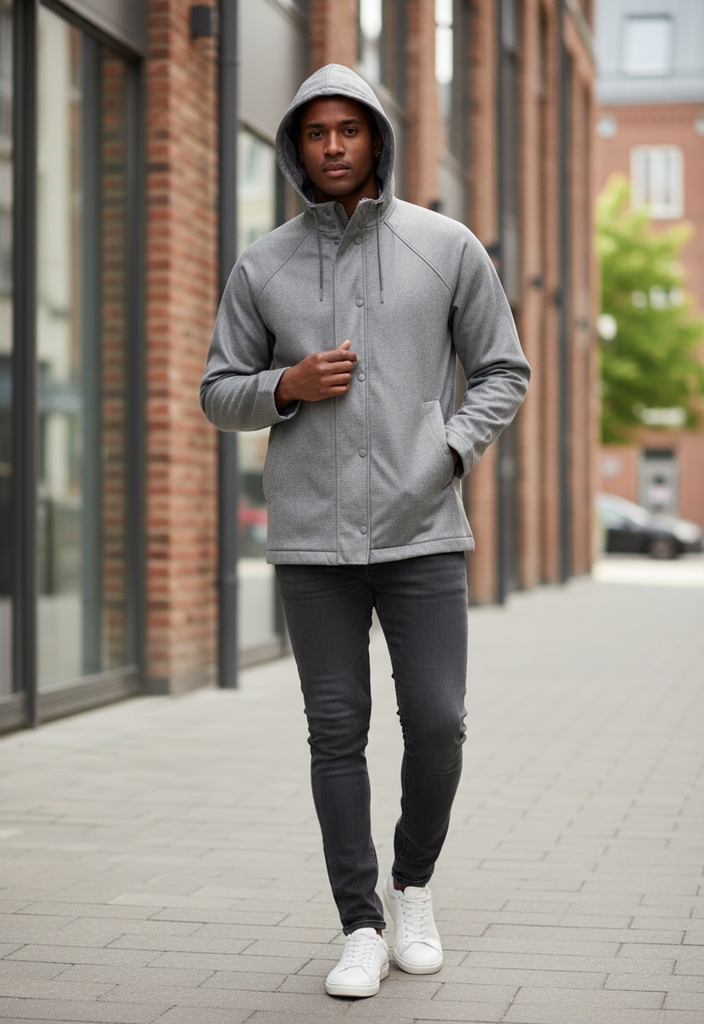 Veste à capuche  🧥 – Gris chiné, confort Taille M