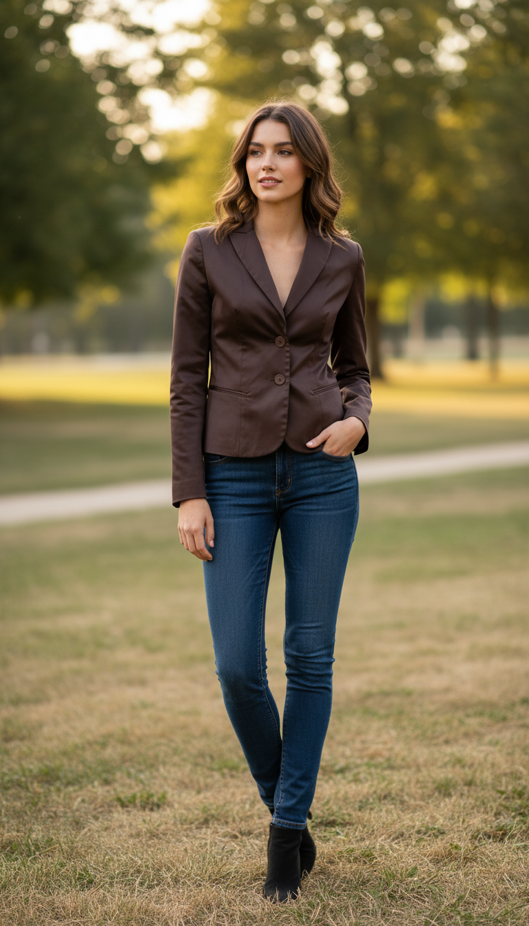 ✨ Blazer Marron Chic, Épuré Taille 38 👜🌹