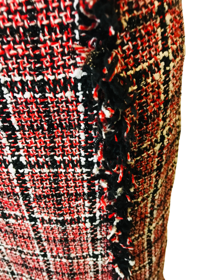💃 Jupe en tweed bordeaux à franges - Taille 50 💃
