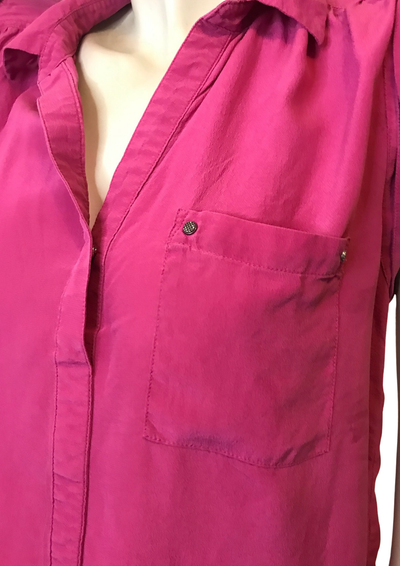 👚✨ Blouse sans Manches en Soie Fuchsia – Taille 40 🌺🎀