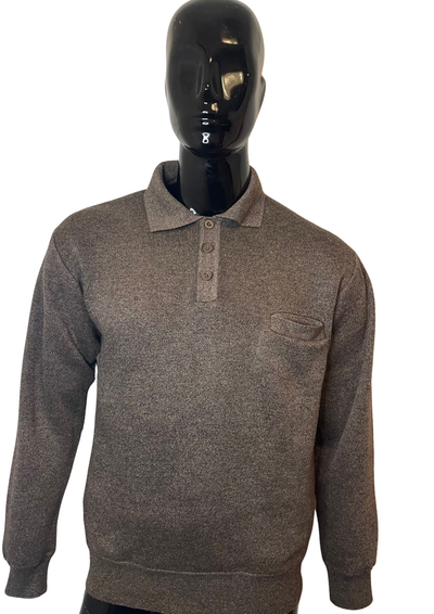🧥 Polo marron à manches longues en laine mélangée Taille L 🧥