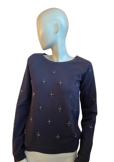 🌟 Pull orné bleu marine Taille 34🌟