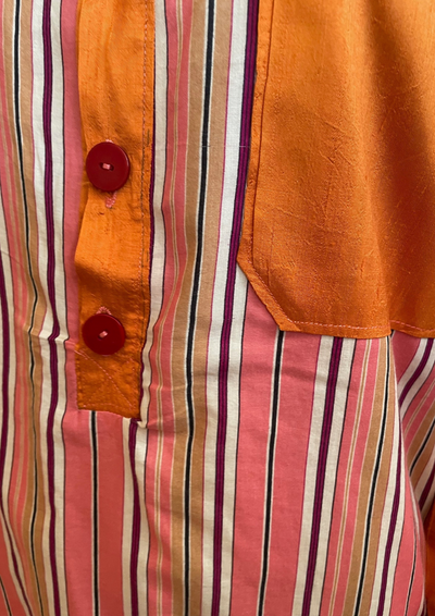 🌈 Chemise à rayures colorées en soie sauvage et coton Taille 42 🌈