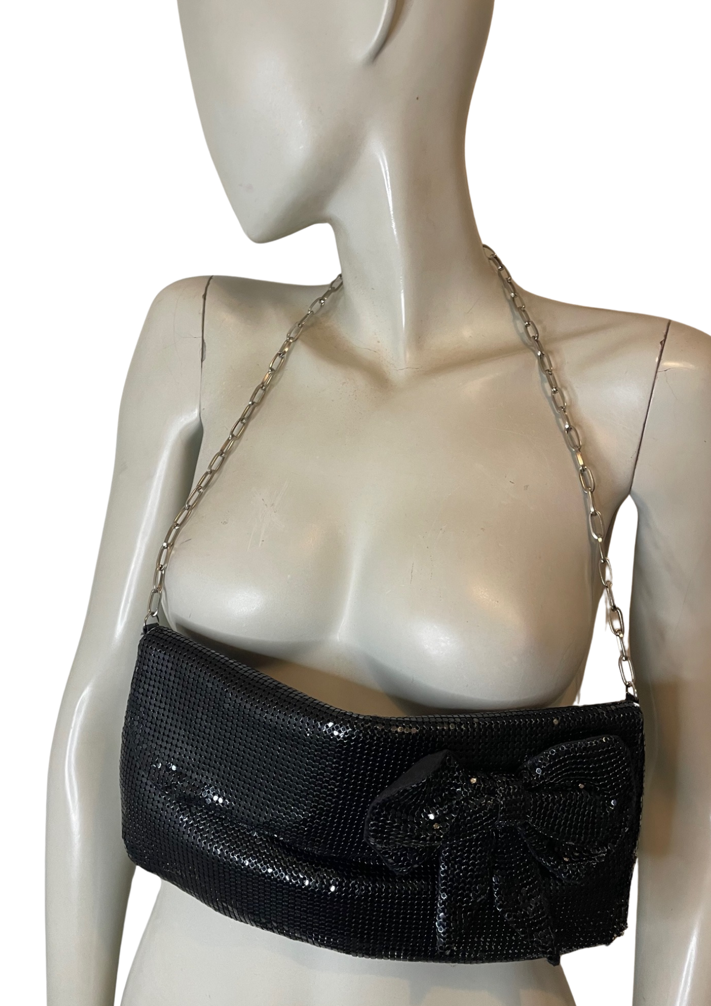 👜 Sac à main noir avec nœud et chaîne 👜