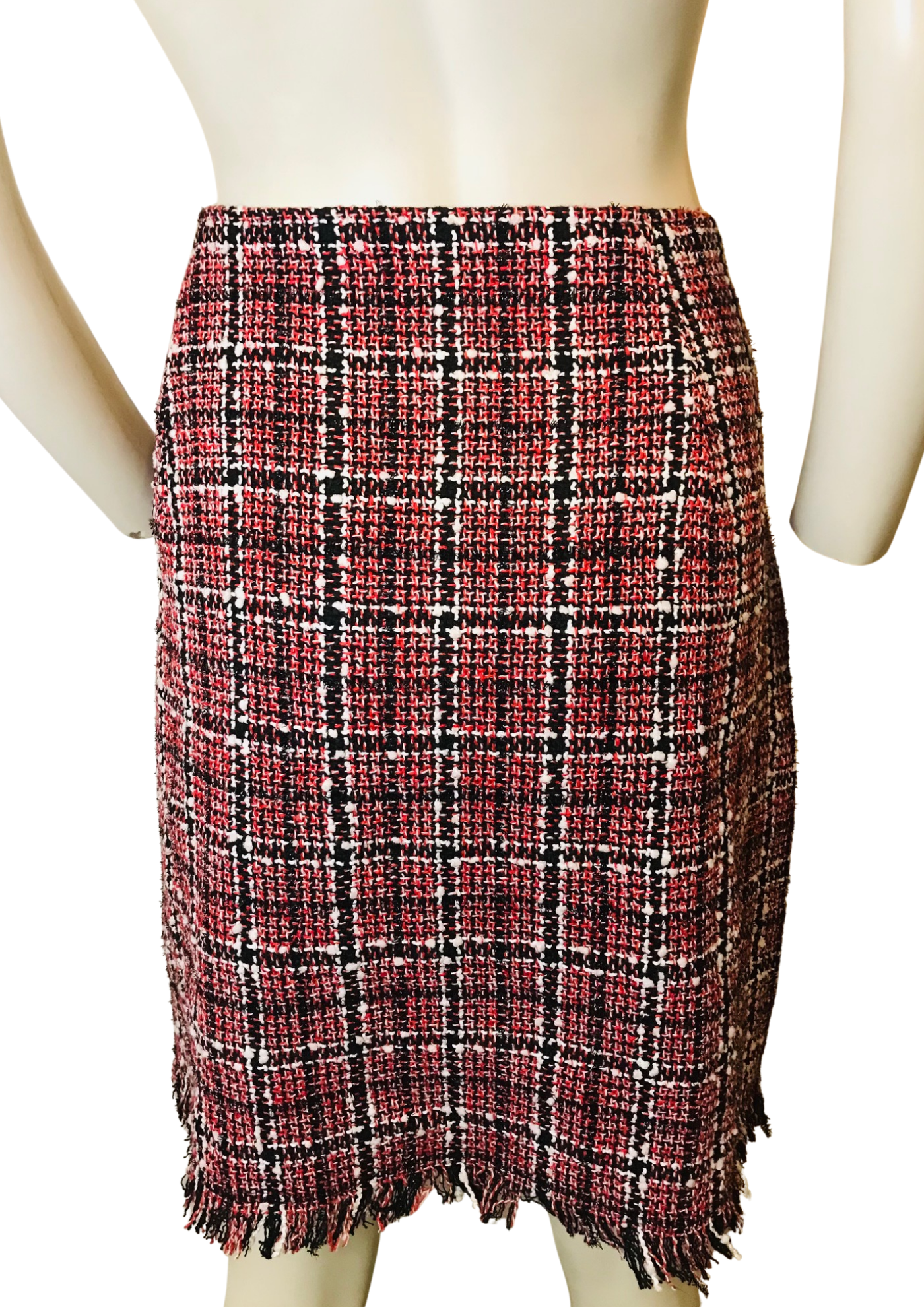 💃 Jupe en tweed bordeaux à franges - Taille 50 💃