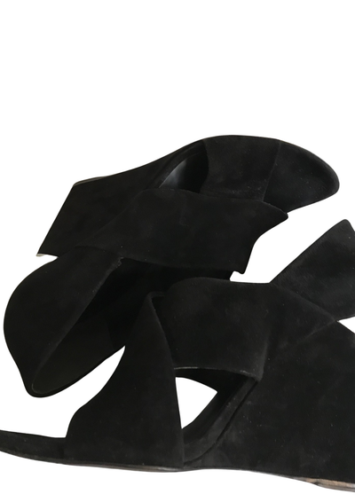 👠 Mules Compensées  en Daim Noir – Confort & Style Pointure 41 🖤