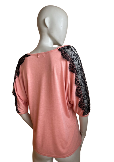 🌸 Top rose avec dentelle Taille Unique 🌸