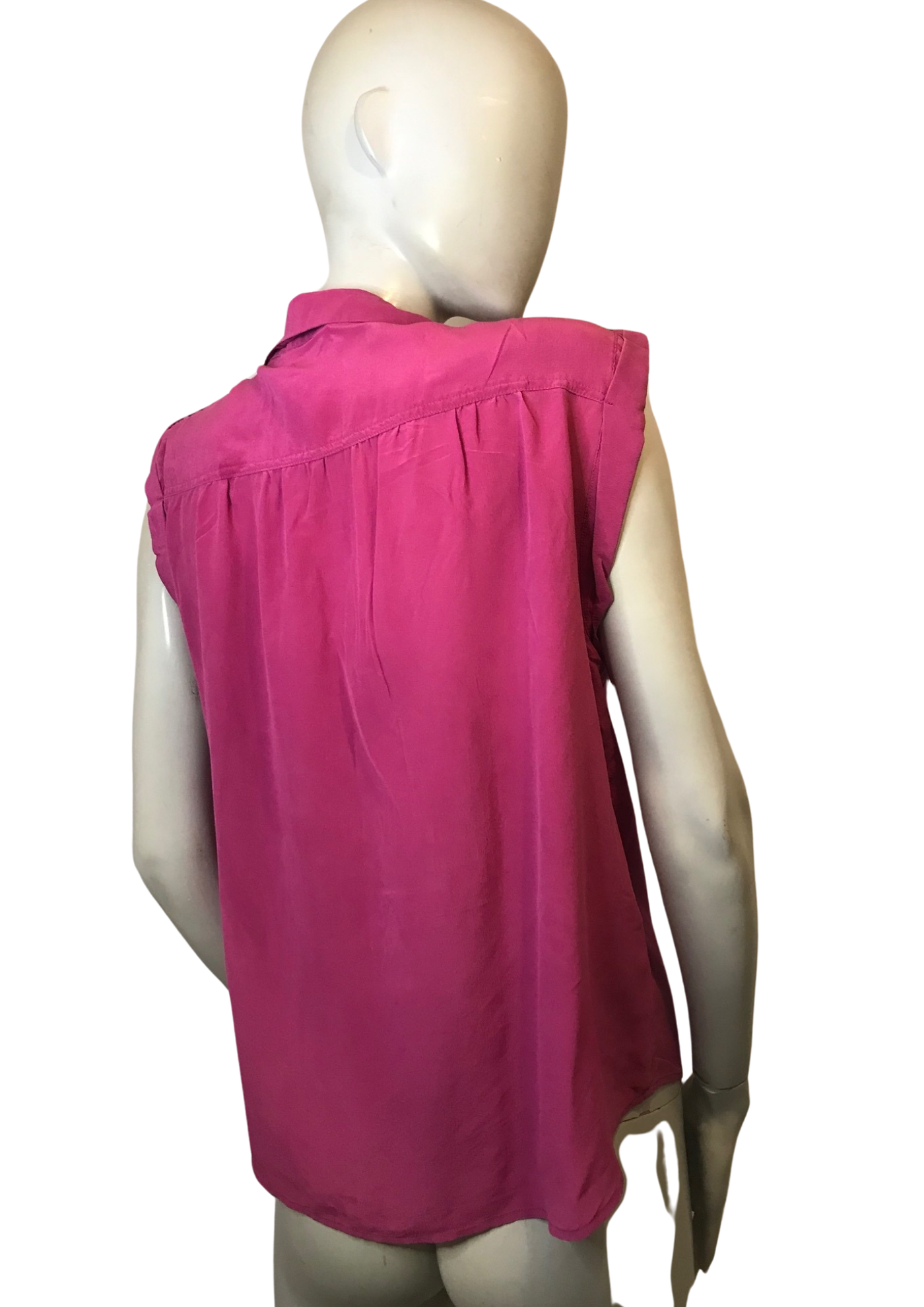 👚✨ Blouse sans Manches en Soie Fuchsia – Taille 40 🌺🎀
