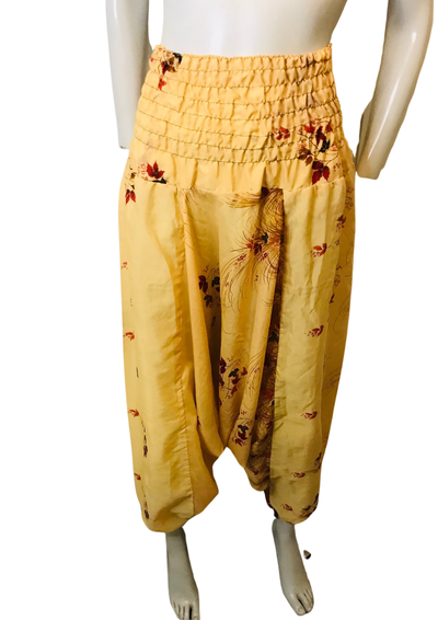 🌼 Sarouel en Soie Recyclée Fleuri Jaune – Taille 38 🌿