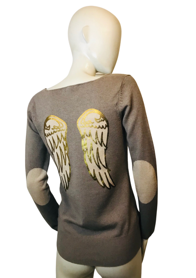 🌟 Pull en laine mélangée avec motif ailes Taille 34  🌟
