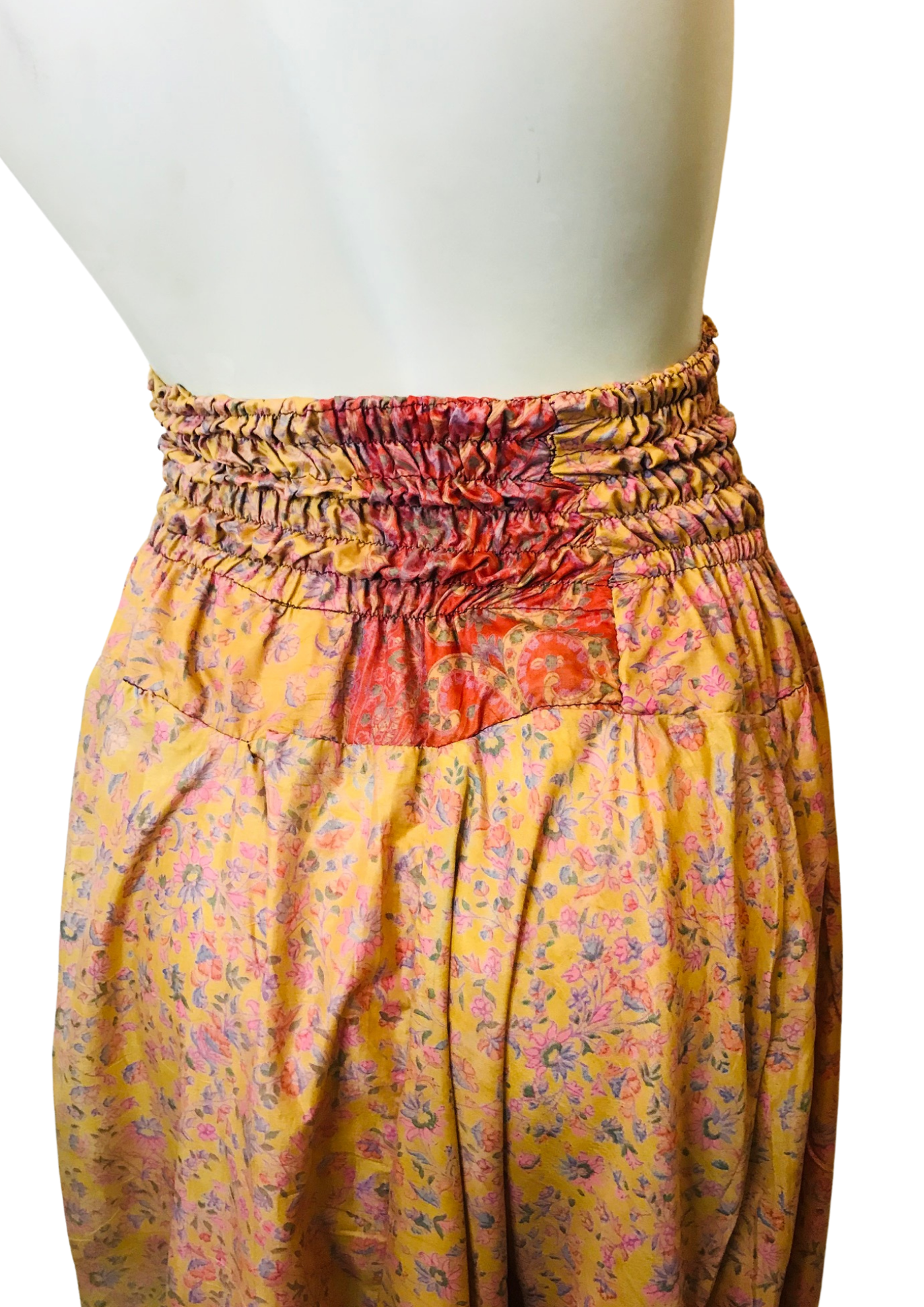 🌸 Sarouel 100% Soie Recyclée – Imprimé fleuri bohème Taille 38 💮