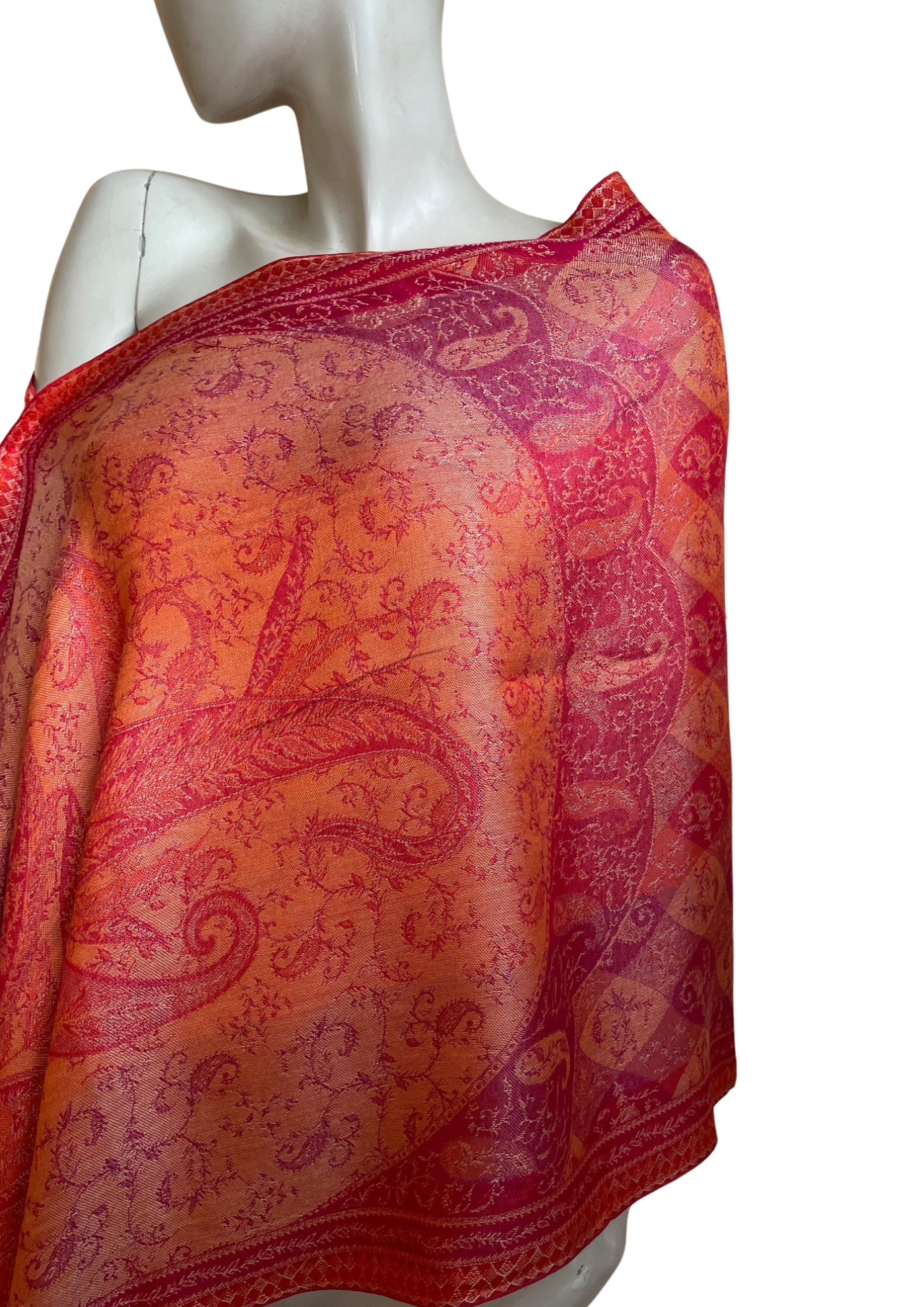 🌟 Magnifique châle rose-orange 🌟