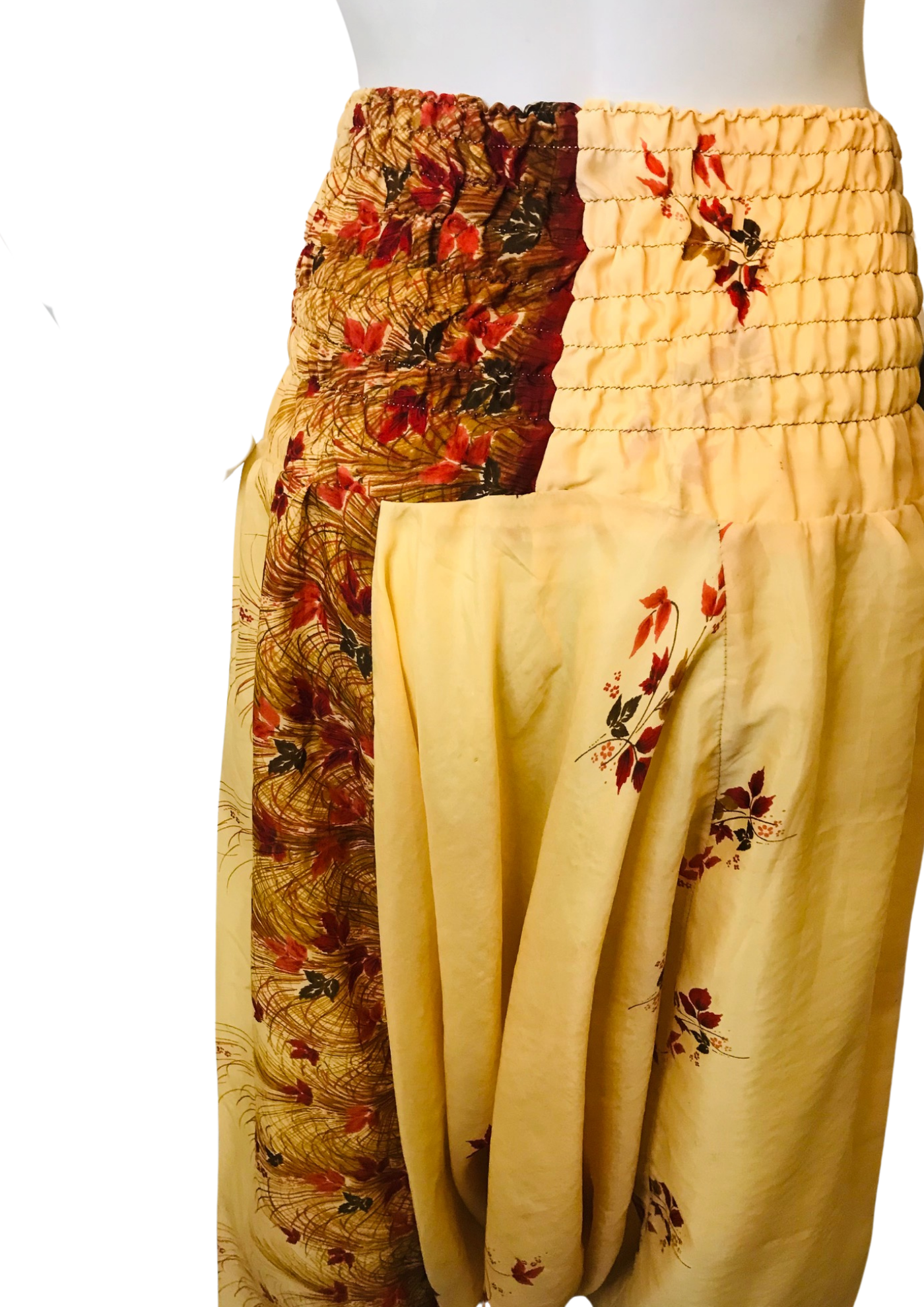 🌼 Sarouel en Soie Recyclée Fleuri Jaune – Taille 38 🌿