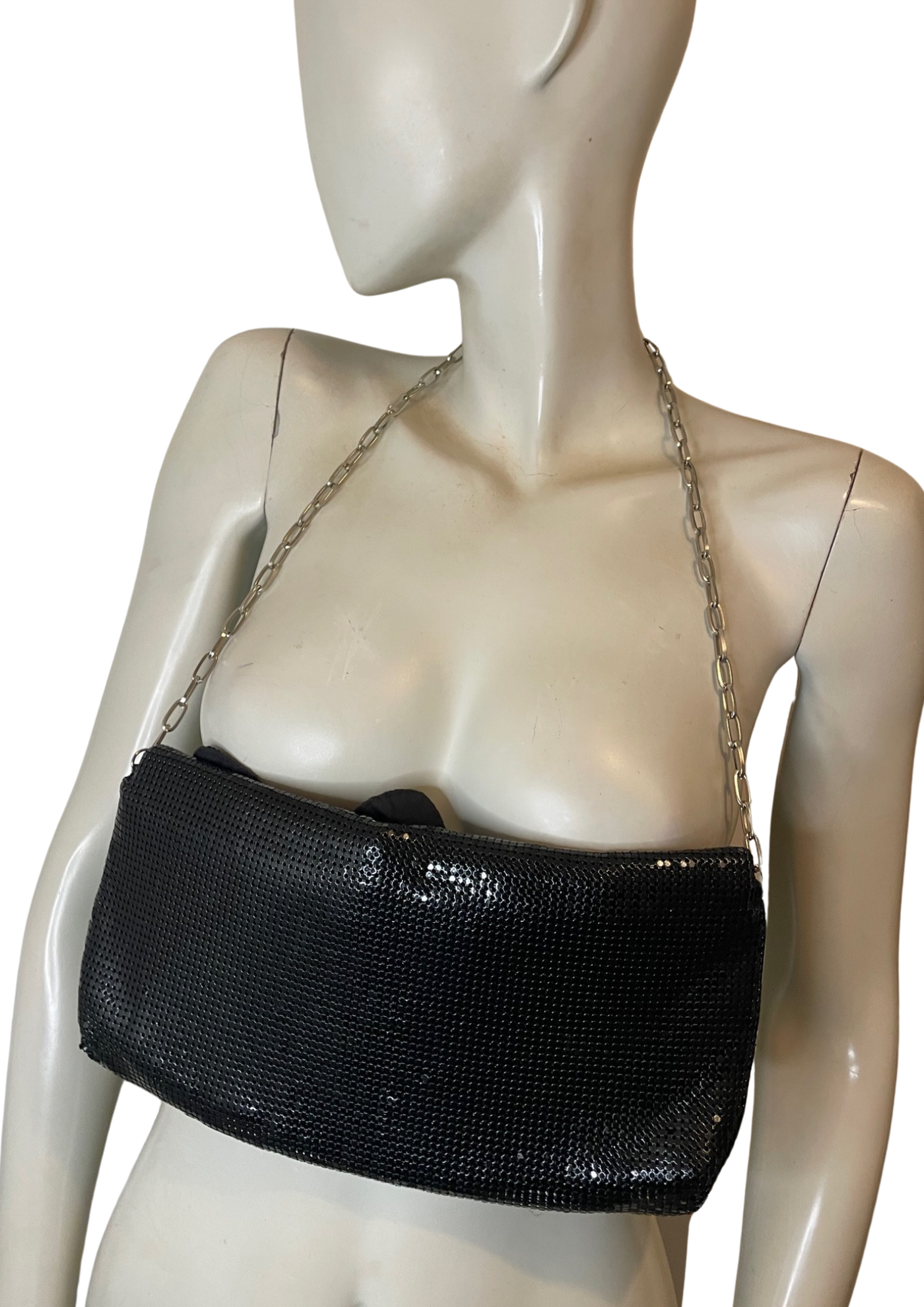 👜 Sac à main noir avec nœud et chaîne 👜