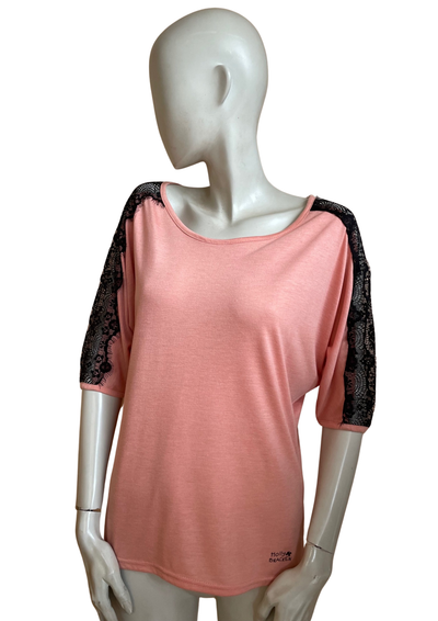 🌸 Top rose avec dentelle Taille Unique 🌸
